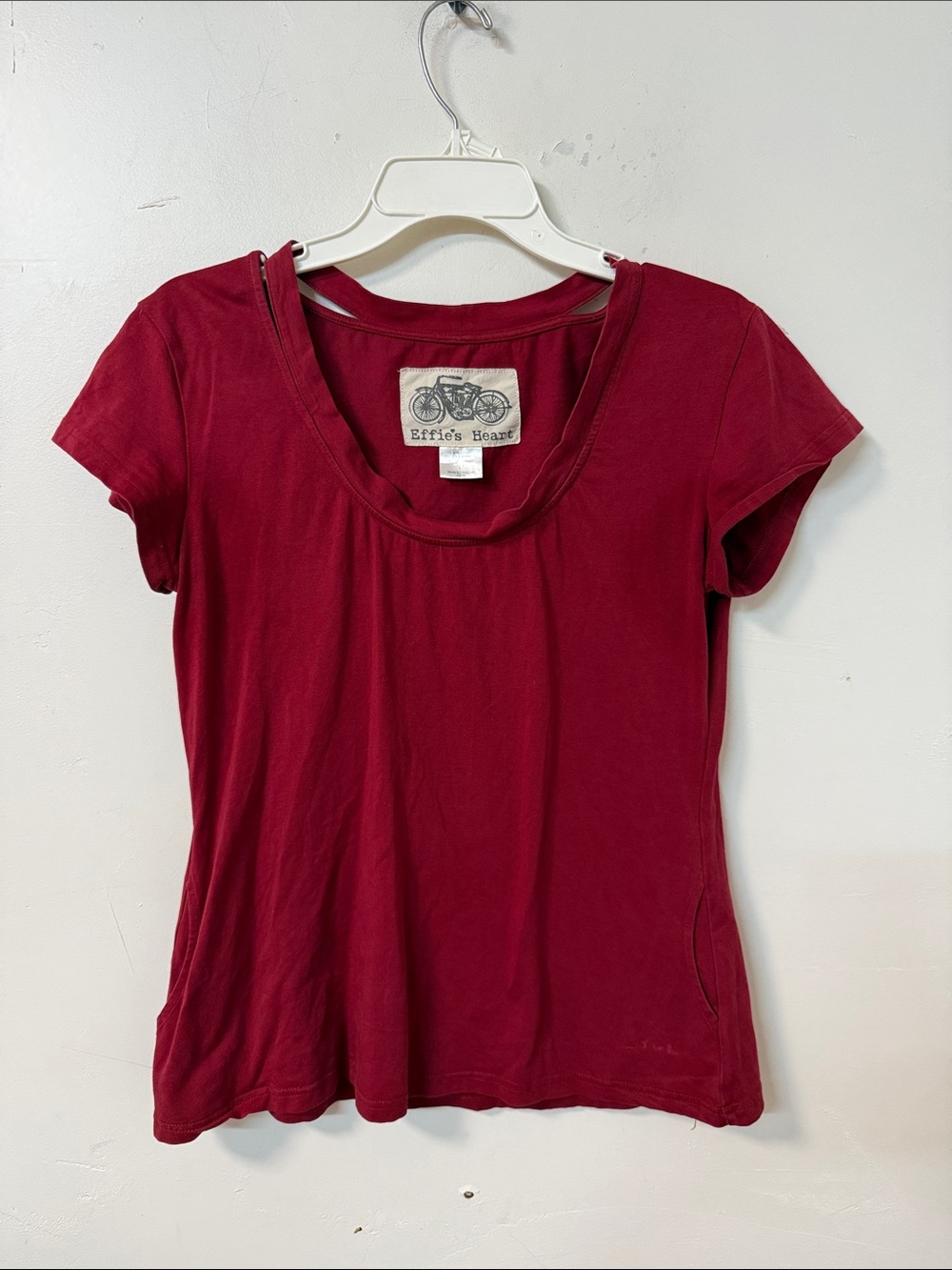 Effie's Heart Short Sleeve Scoop Neck Top - Deep Berry